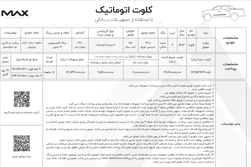 آغاز فروش اقساطی کلوت اتوماتیک