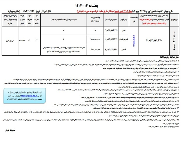 فروش فوری نقد و اقساط یک محصول ایران‌ خودرو از امروز + قیمت