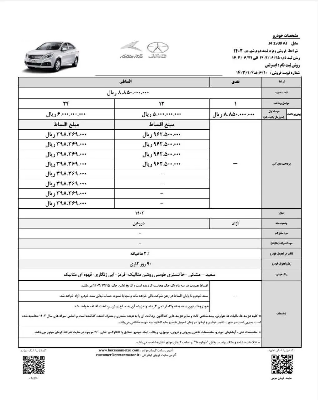 فروش ۲ خودرو کرمان موتور با قیمت کارخانه از یکشنبه +قیمت