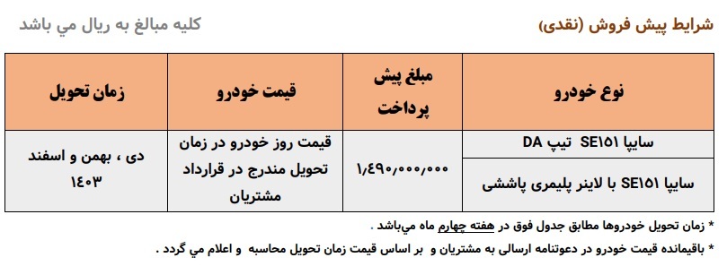 فروش ویژه سایپا 151 با قیمت کارخانه از امروز آغاز شد+ قیمت