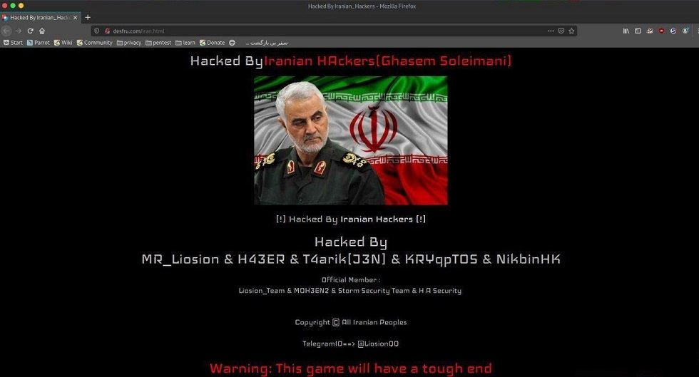 هک سایت های آمریکایی توسط هکرهای ایرانی و گذاشتن عکس سردار سلیمانی