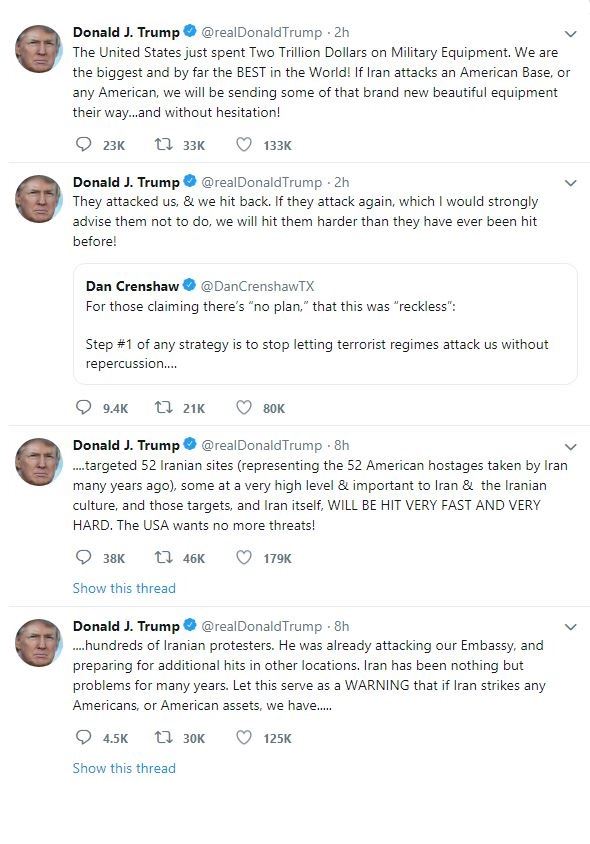 توییت های تهدید آمیز ترامپ