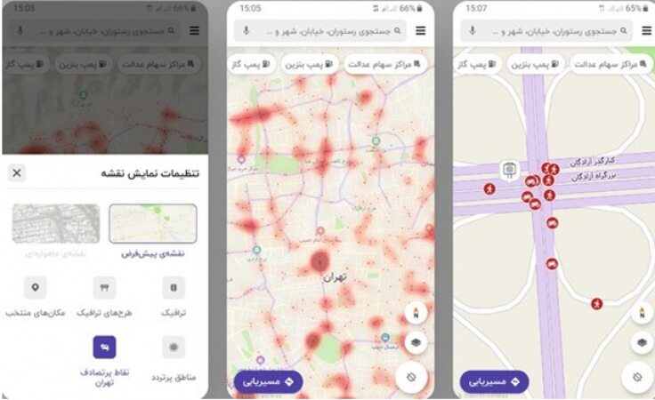 نقاط پرتصادف شهر تهران را روی نقشه ببینید