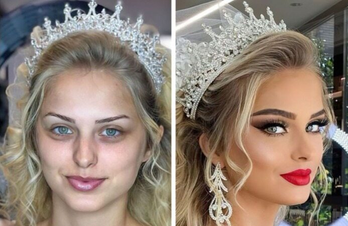 تصویر قبل و بعد از آرایش عروسی این زنان را ببینید