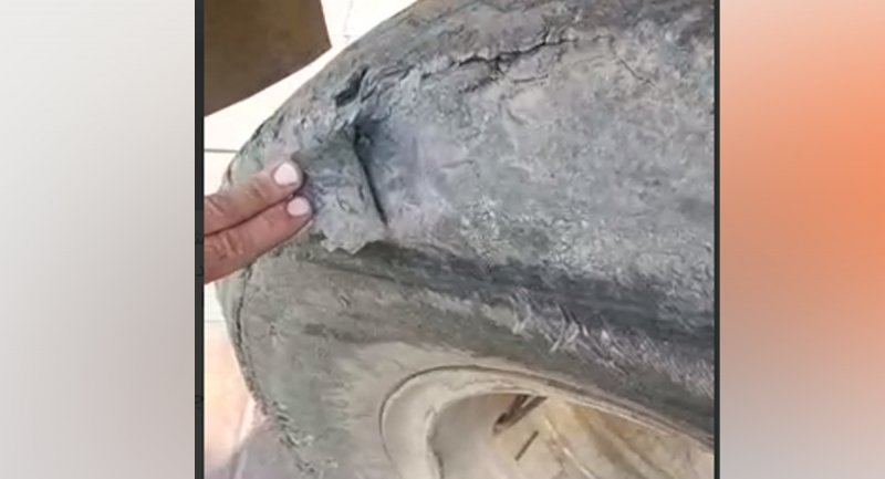 وضعیت وحشتناک لاستیک خودرویی که در ایران 10 تن بار جا به جا می کند! + ویدیو