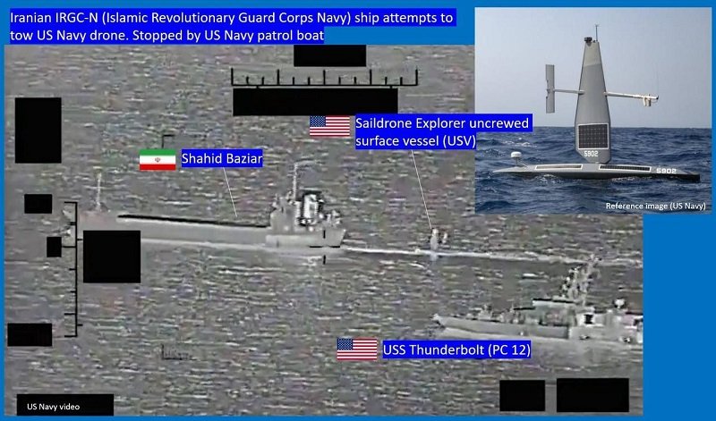 ادعای واشنگتن مبنی بر اقدام ایران برای تسخیر یک پهپاد آمریکایی در خلیج فارس + فیلم