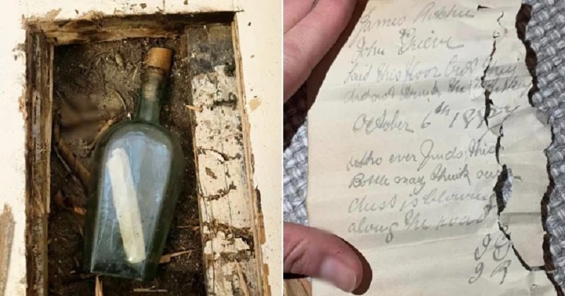 کشف پیام  ۱۳۵ ساله در یک بطری در کف خانه