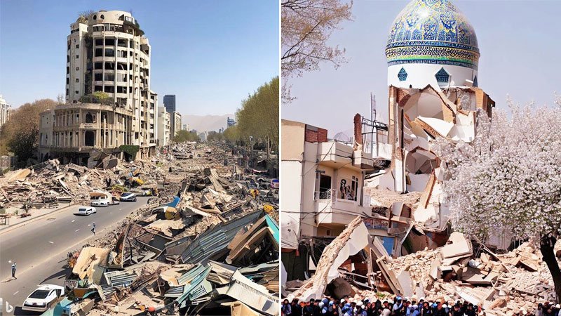 تصاویر هولناک روز بعد از زلزله 7 ریشتری تهران از نگاه هوش مصنوعی!