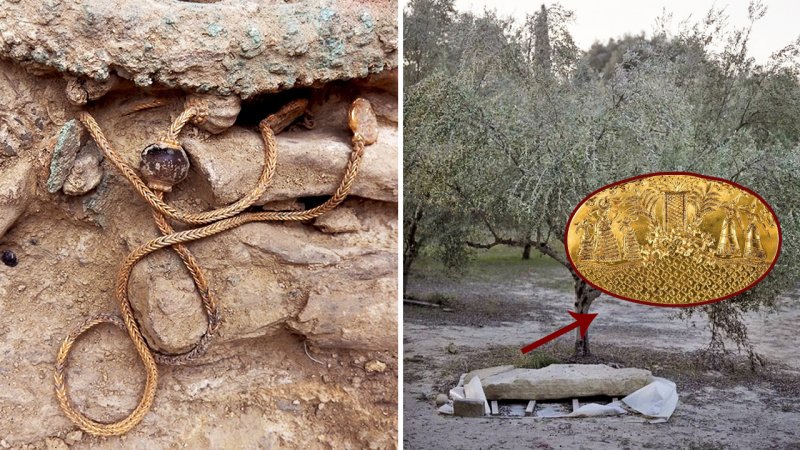 قبری شگفت انگیز مملو از گنج در باغ زیتون کشف شد+ تصاویر
