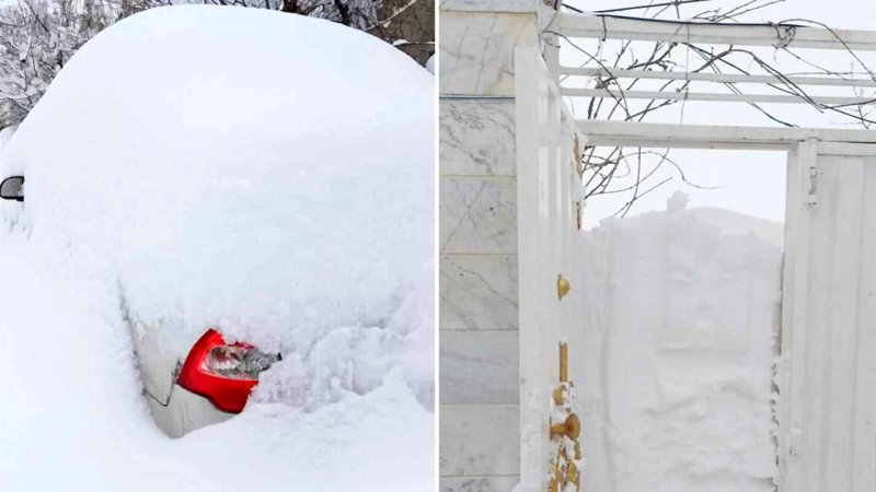 تصاویری شوکه کننده از اردبیل/ ارتفاع عجیب برف را ببینید+ عکس