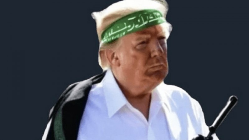 ترامپ با سربند سبز حماس/جشن و شادی اهالی غزه پس از موافقت حماس با طرح ترامپ + عکس