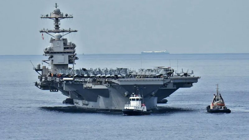 تصویری از ناو هواپیمابر جرالدفورد در جزیره کرت، یونان+ عکس