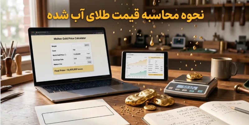 نحوه محاسبه قیمت طلای آب‌شده؛ فرمول کامل + مثال عددی