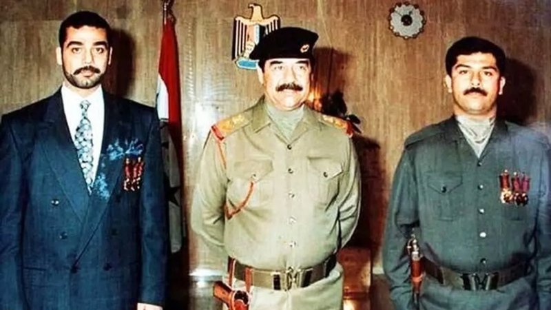 پسر بی‌رحم صدام در کنار دو توله شیر مشهورش + عکس