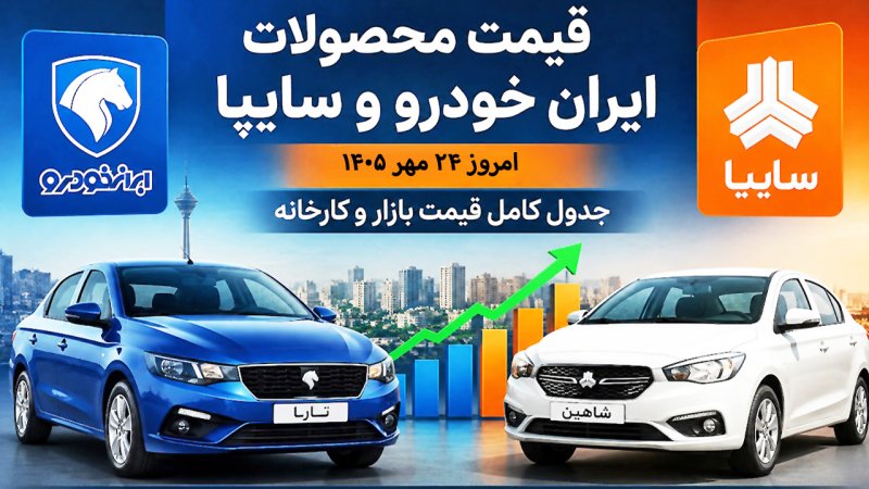 قیمت محصولات ایران‌خودرو و سایپا امروز ۲۴ مهر/ افزایش قیمت خودروهای پرفروش در بازار+ جدول