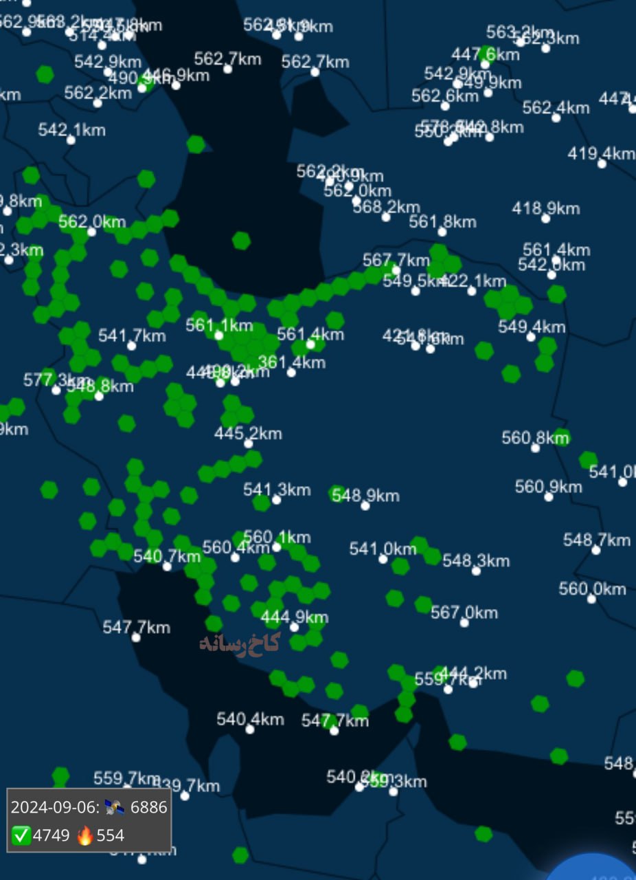 ️نقشه عجیبی از استارلینک‌های فعال در ایران